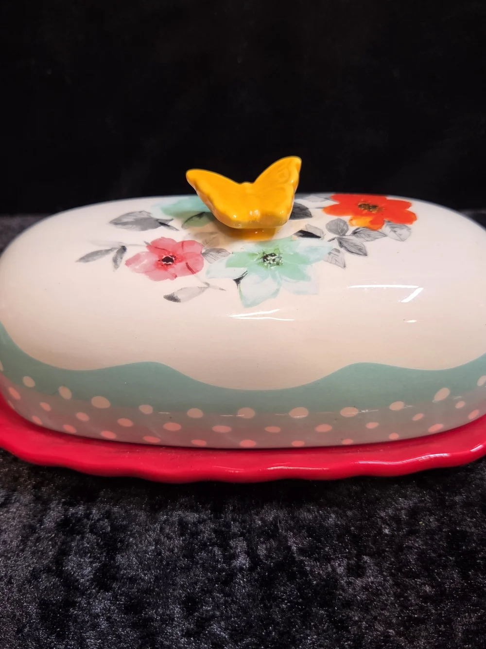 The Pioneer Woman Flea Market Floral Butterfly Butter Dish